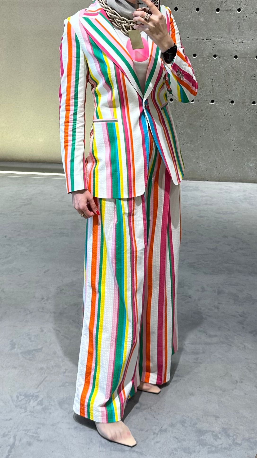 32560 Colorful Striped Palazzo Pants - Brown Loft