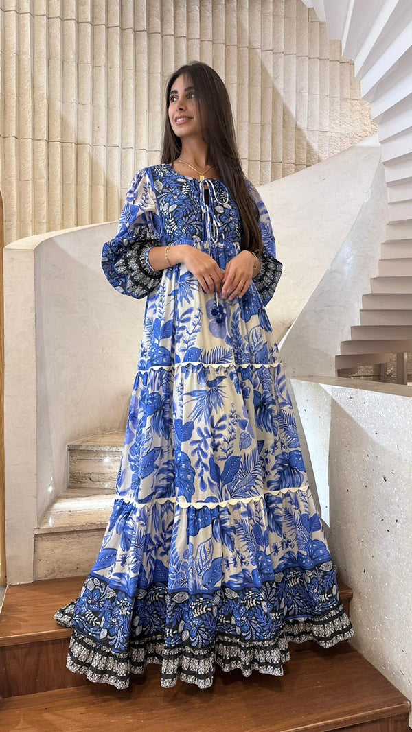 Long Printed Kaftan Dress