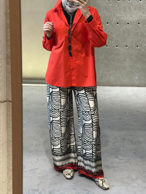 Printed Satin Wide Leg Pants - TDM26320