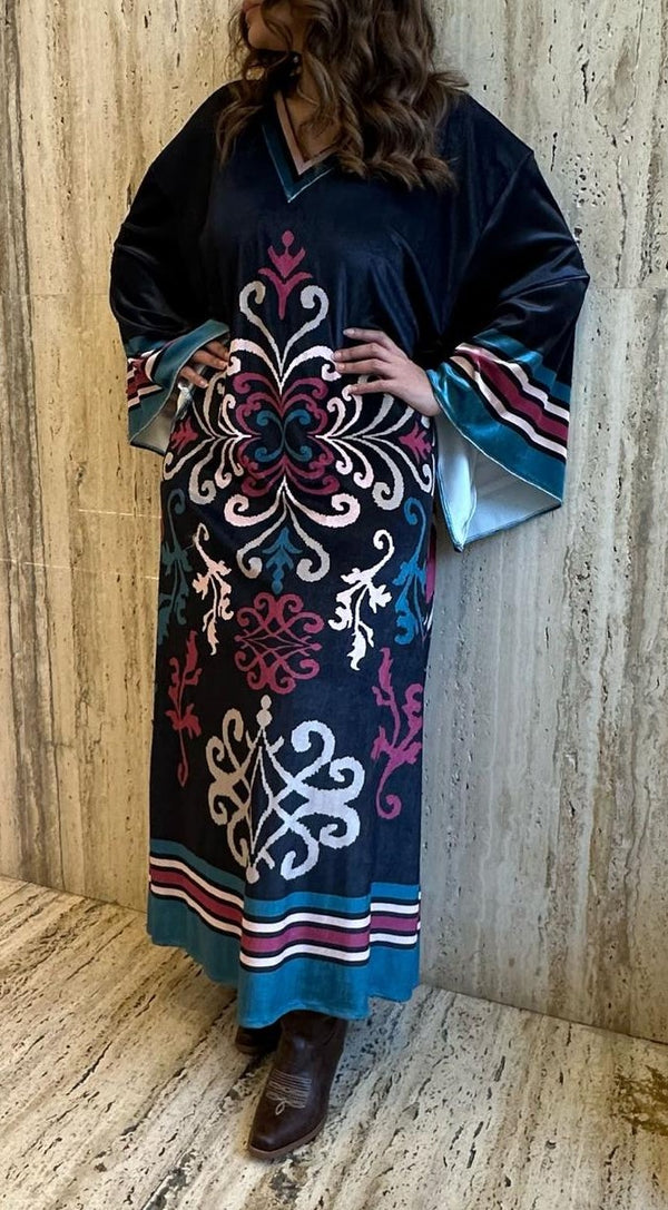 Velvet Printed Kaftan