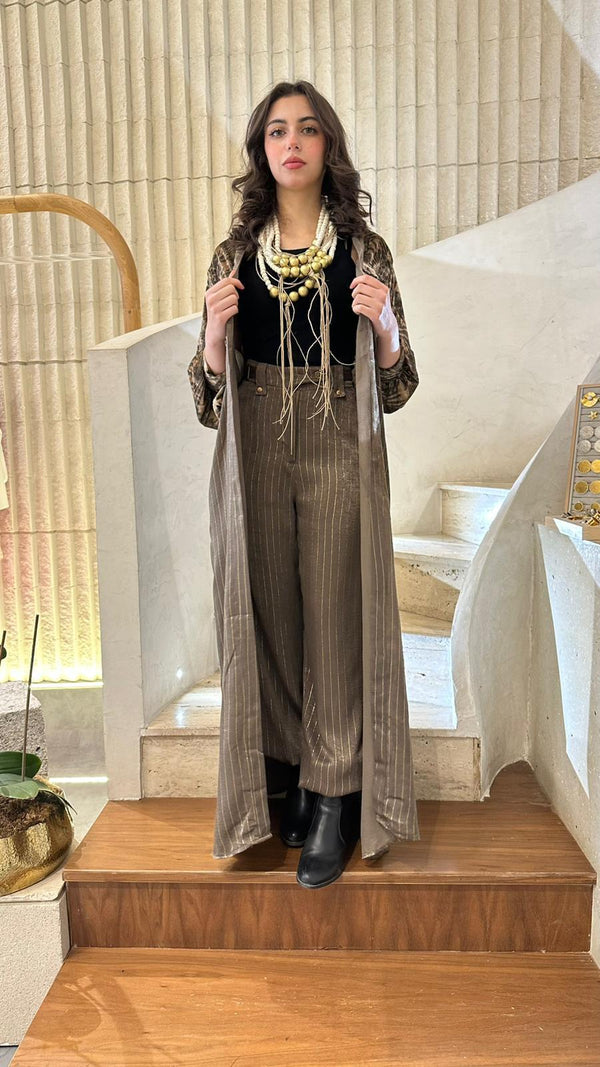 Baggy Pants with Lame Fabric - M05P107SMK
