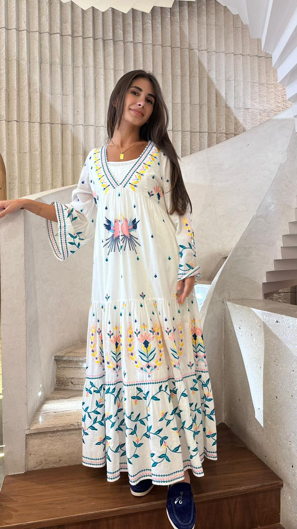 Long Embroidered Kaftan Dress - AWSS-378/24