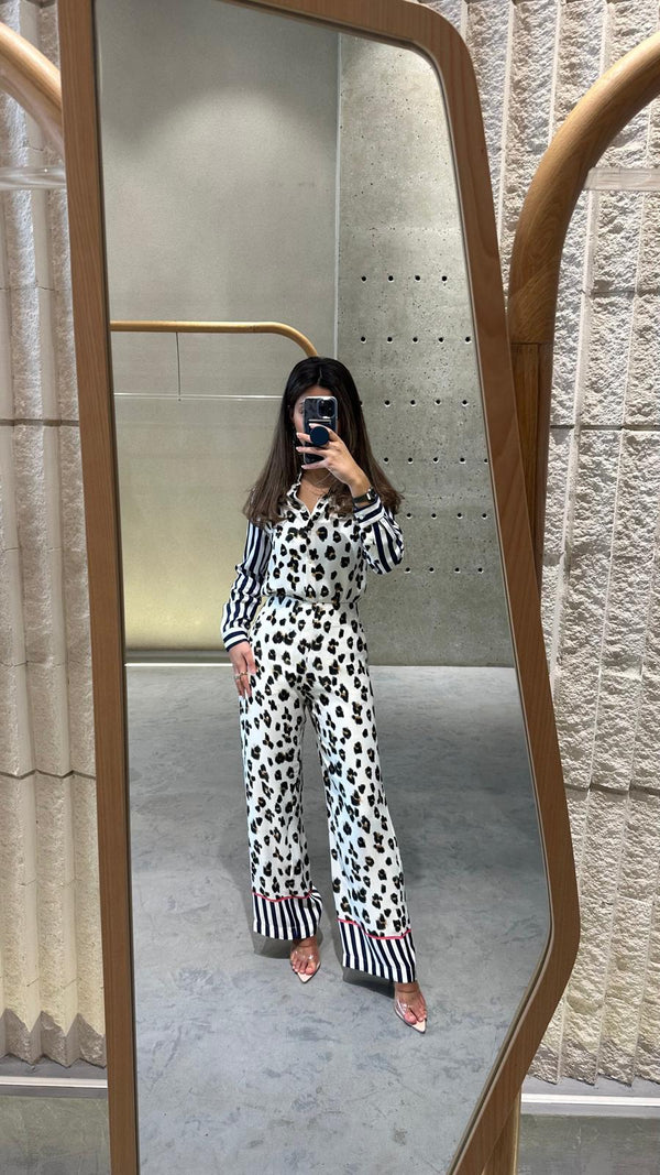 Leopard Print Satin Pants - 32472