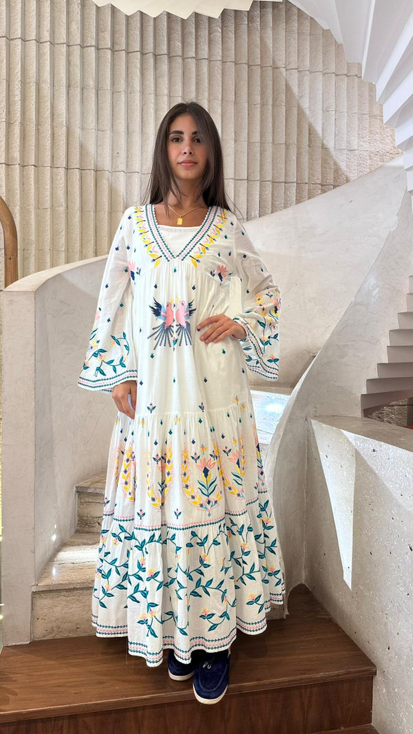 Long Embroidered Kaftan Dress - AWSS-378/24