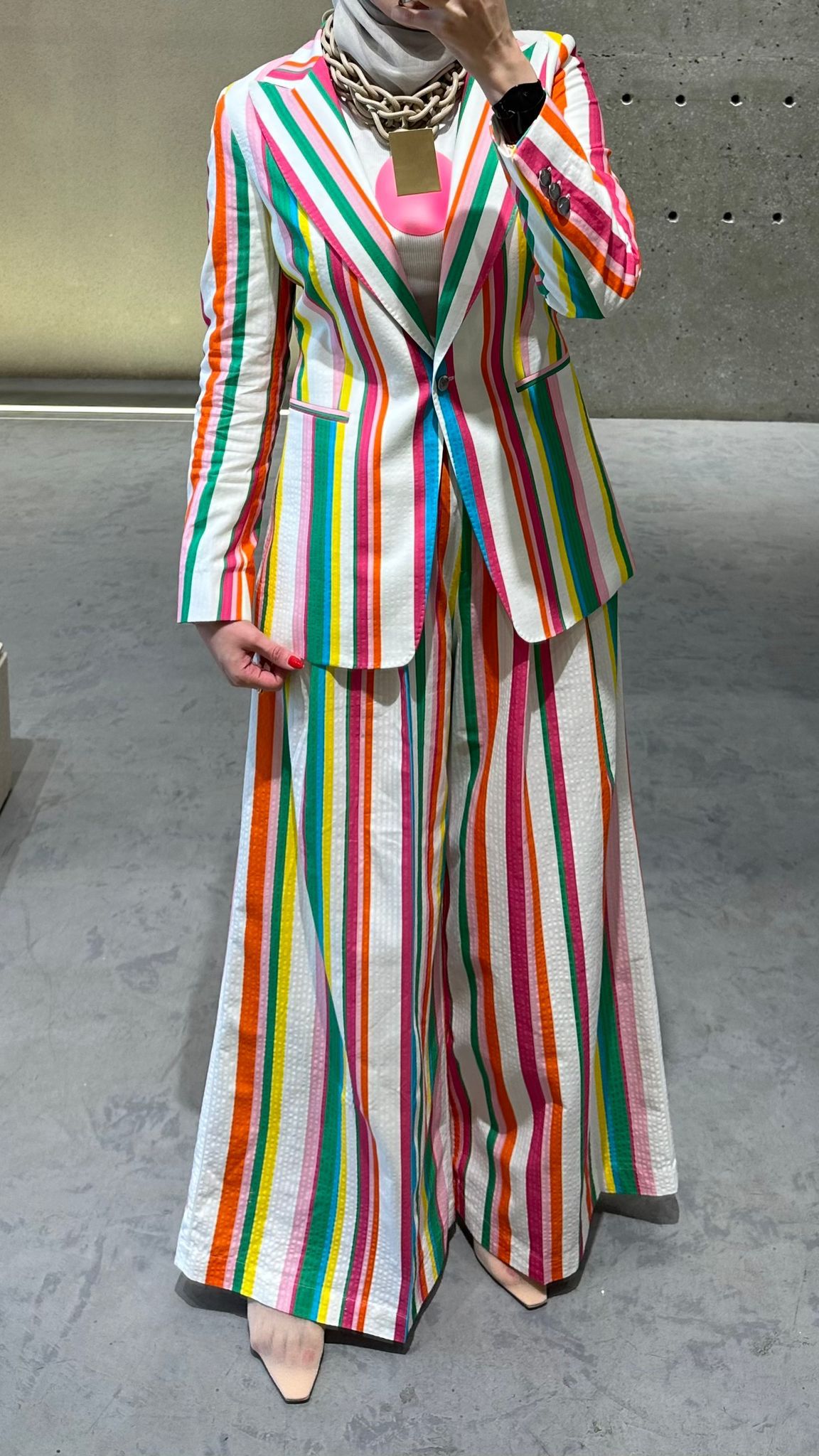 32560 Colorful Striped Palazzo Pants - Brown Loft