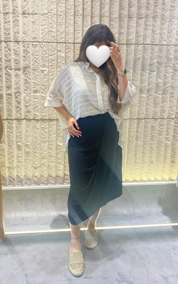 تنورة تينسيل ذات سحاب جانبي بتصميم غير متساوي - 25S-7016