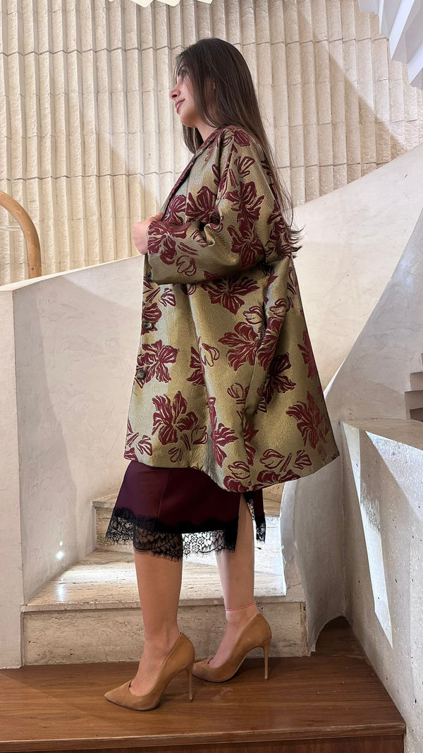 TDM68925 سترة جاكار برونزية كبيرة الحجم