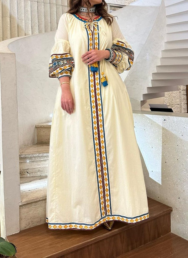 Long Ethnic Embroidered Kaftan Dress