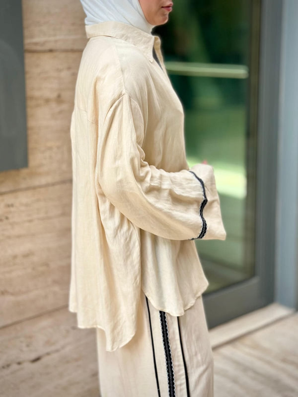 Oversized Linen Long Back Shirt - 8301.3015