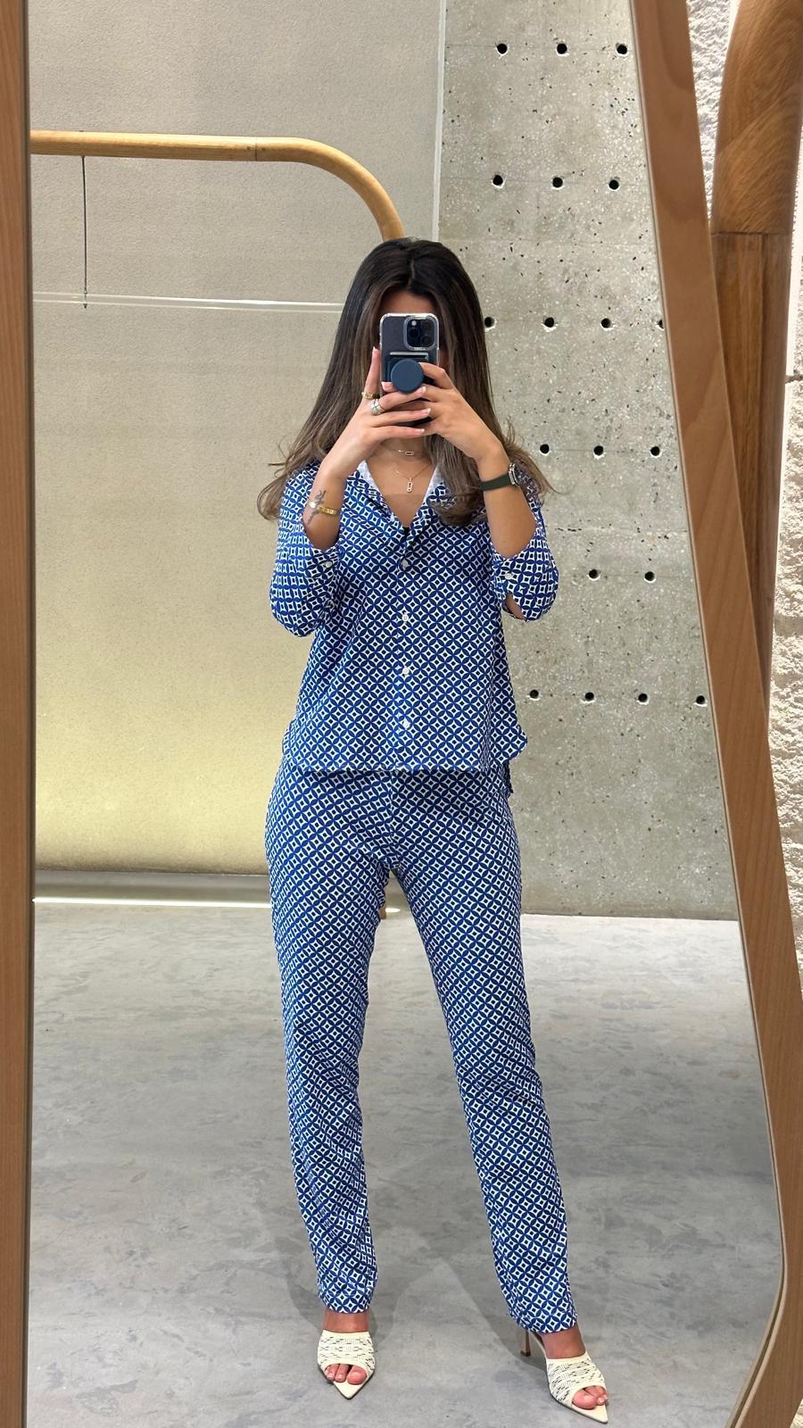 32251 Geometric Print Straight Cut Pants - Brown Loft
