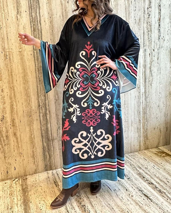 Velvet Printed Kaftan