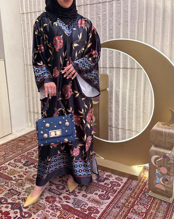 Printed Black Kaftan