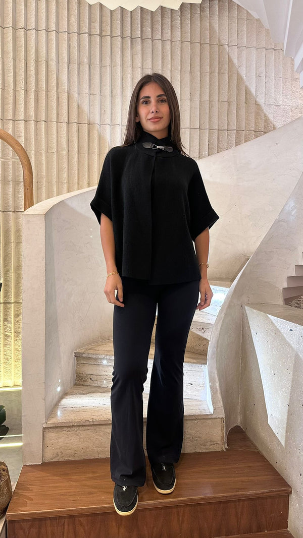 HY2394 High Collared Neck Sweater Topسترة بياقة عالية وياقة عالية