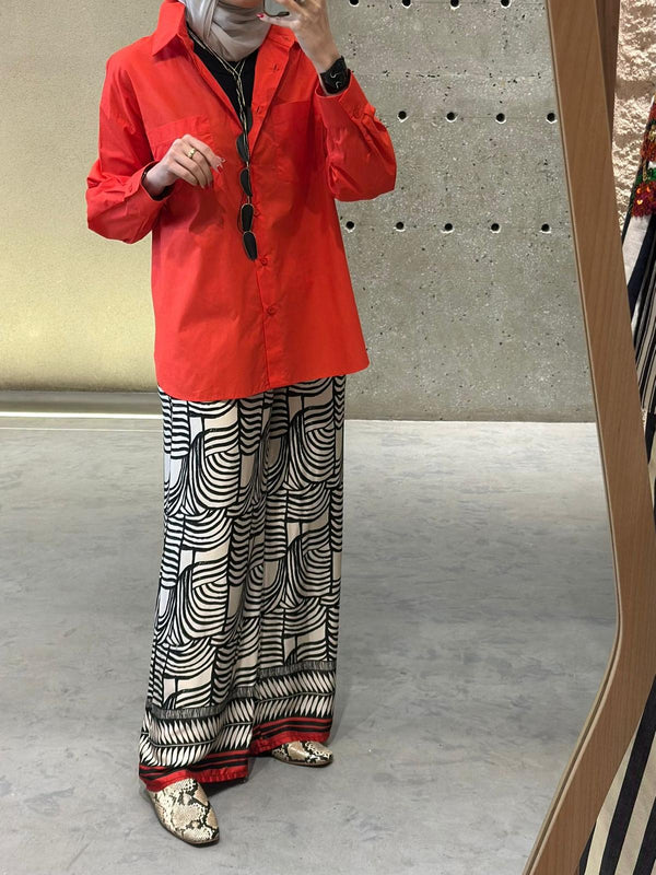Printed Satin Wide Leg Pants - TDM26320