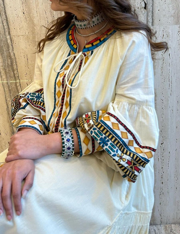 Long Ethnic Embroidered Kaftan Dress