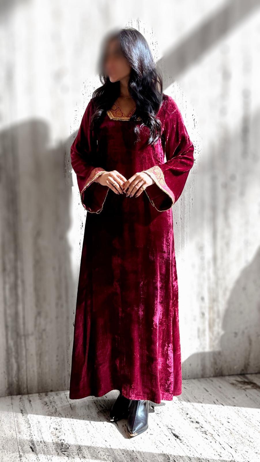 Velvet Fringe Kaftan - Brown Loft