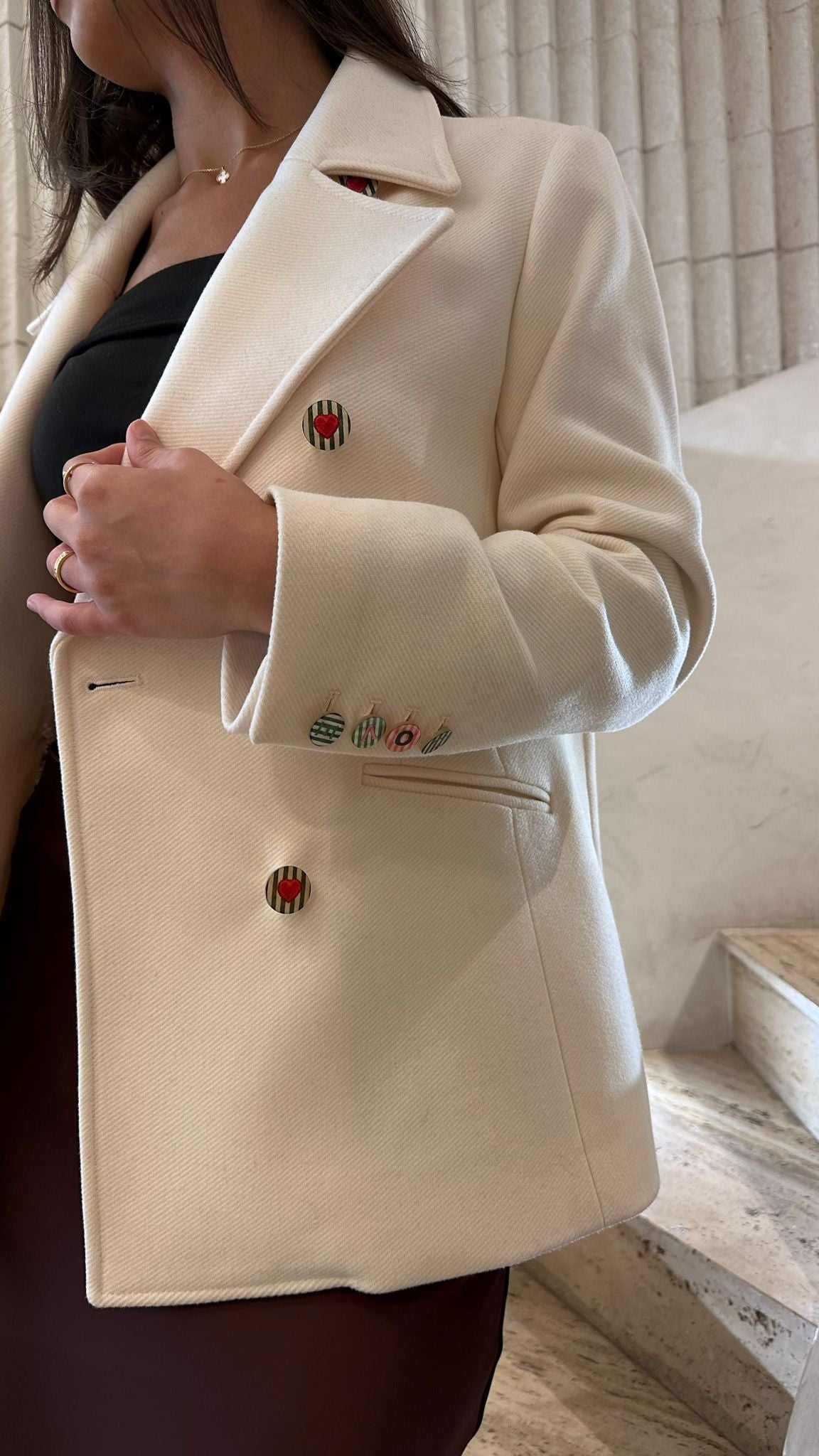 32846 Classic Lapel Collared Double Breasted Sailor Jacket - Brown Loft
