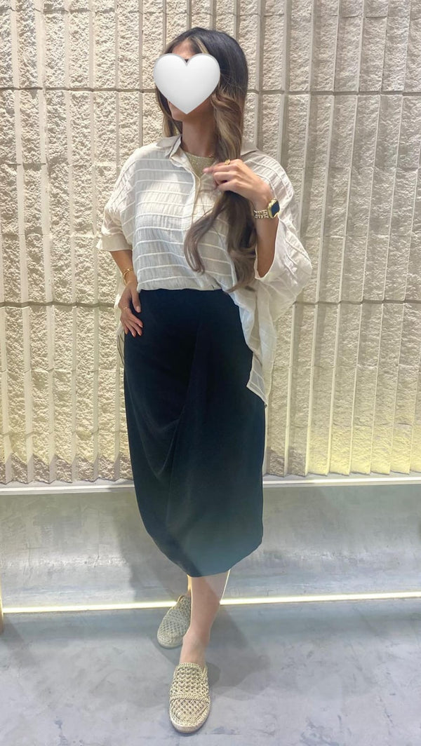 تنورة تينسيل ذات سحاب جانبي بتصميم غير متساوي - 25S-7016