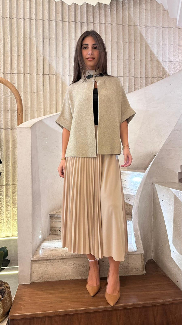 MF53075 تنورة مطاطية مطاطية متداخلة مع بطيات