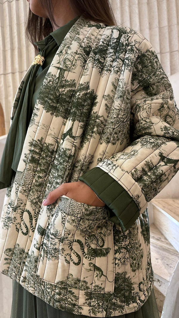 KD7280-8 Quilted Safari Printed Jacket