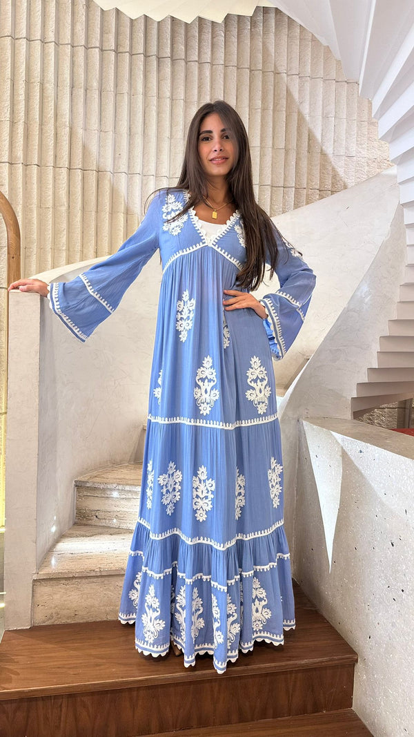 Long Embroidered Kaftan Dress - AWS2-854