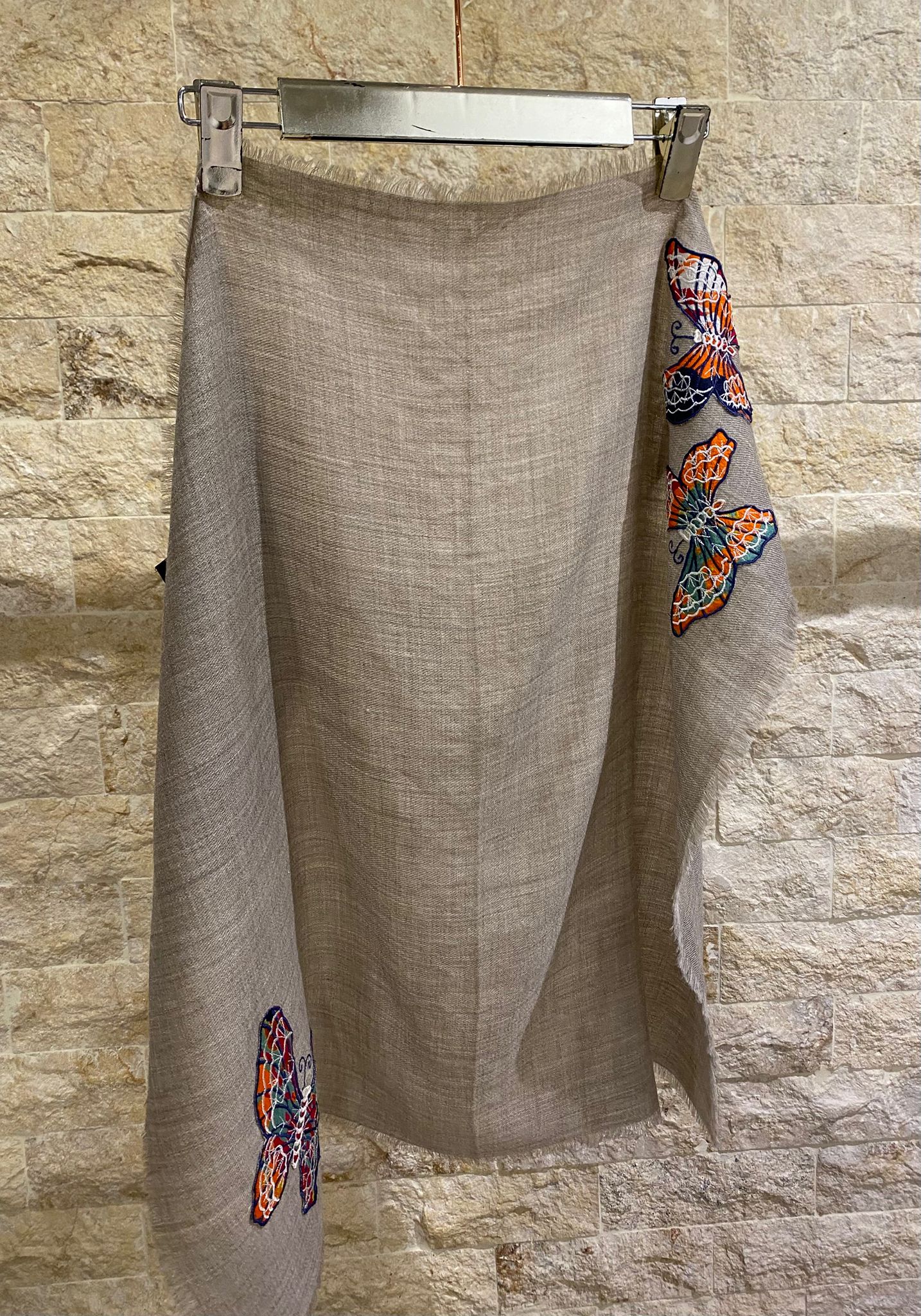 LC-BTF/1566 Square Wool and Silk Scarf - Brown Loft