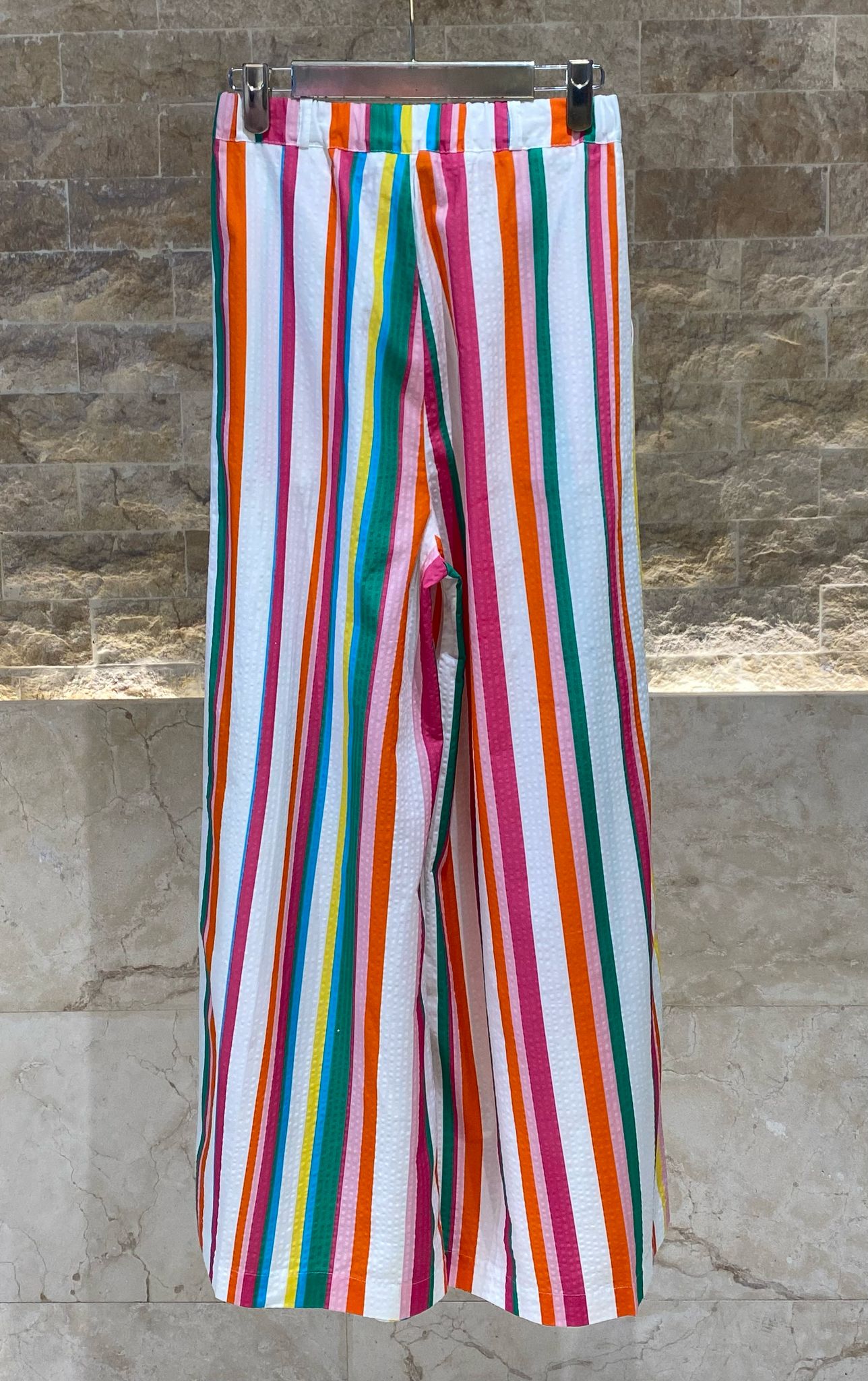 32560 Colorful Striped Palazzo Pants - Brown Loft
