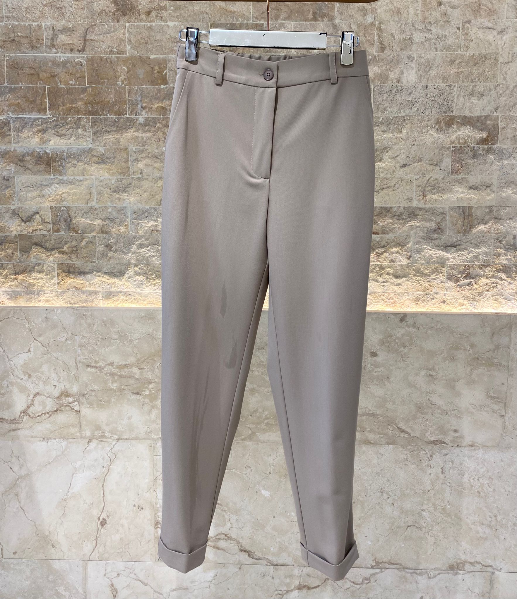 53-5150 High Waist Ankle Length Pants - Brown Loft