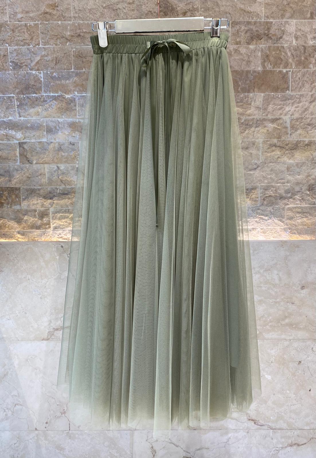 08077 Long Tulle Skirt - Brown Loft