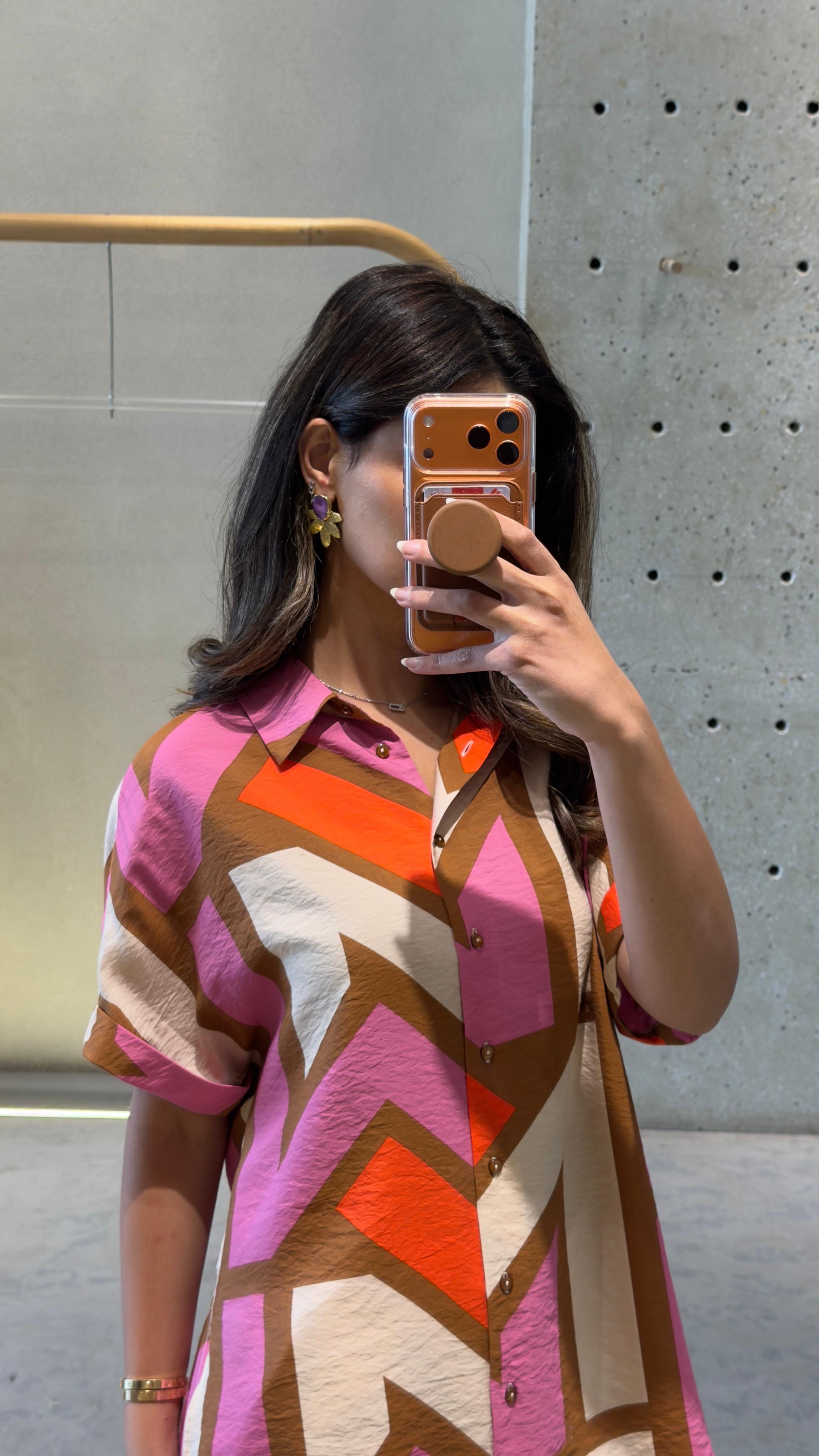 MS2615039 Long Back Shirt and Culotes Pants - Brown Loft