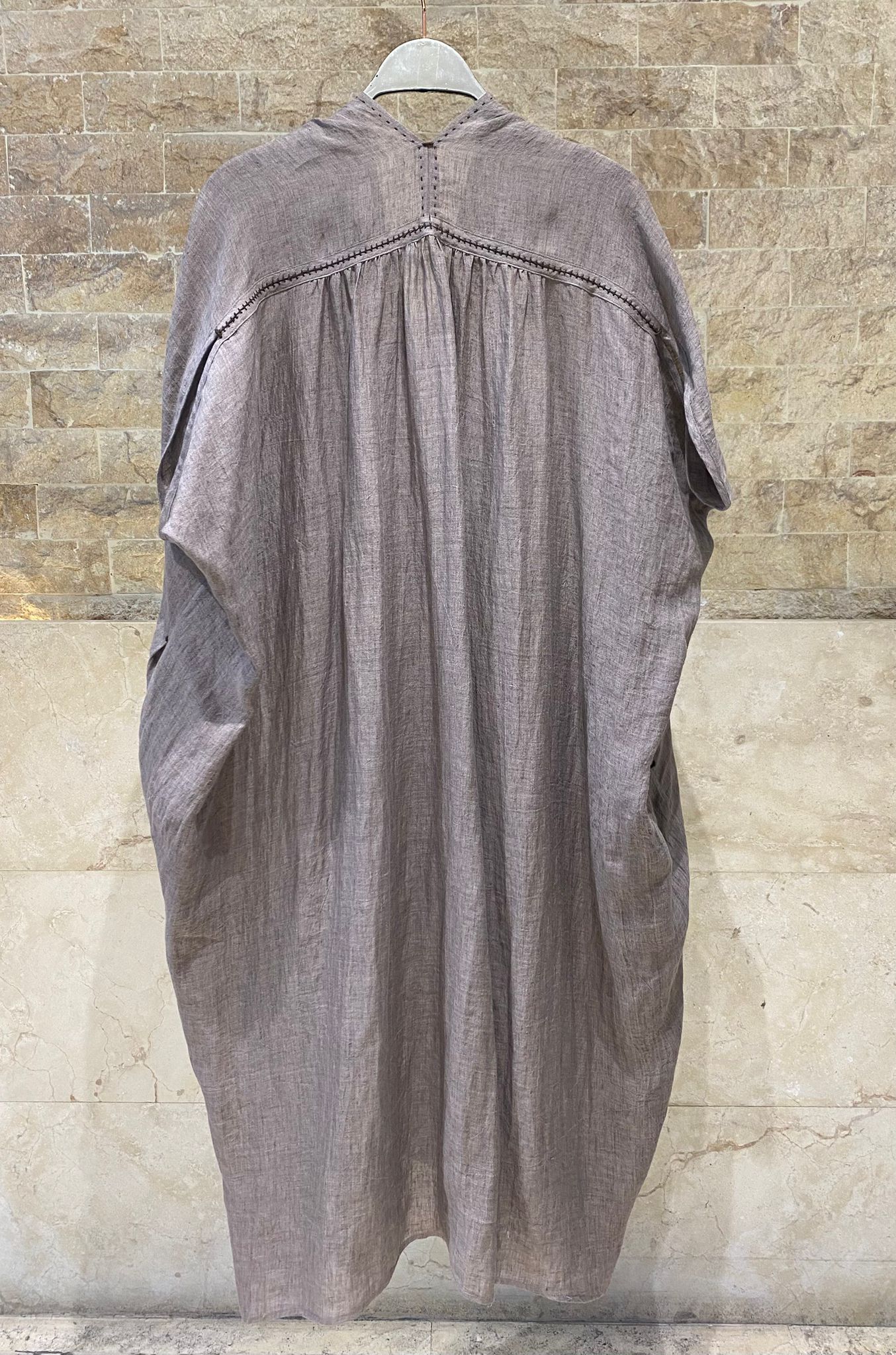 26S-3013 Oversized Linen Blend Kaftan - Brown Loft
