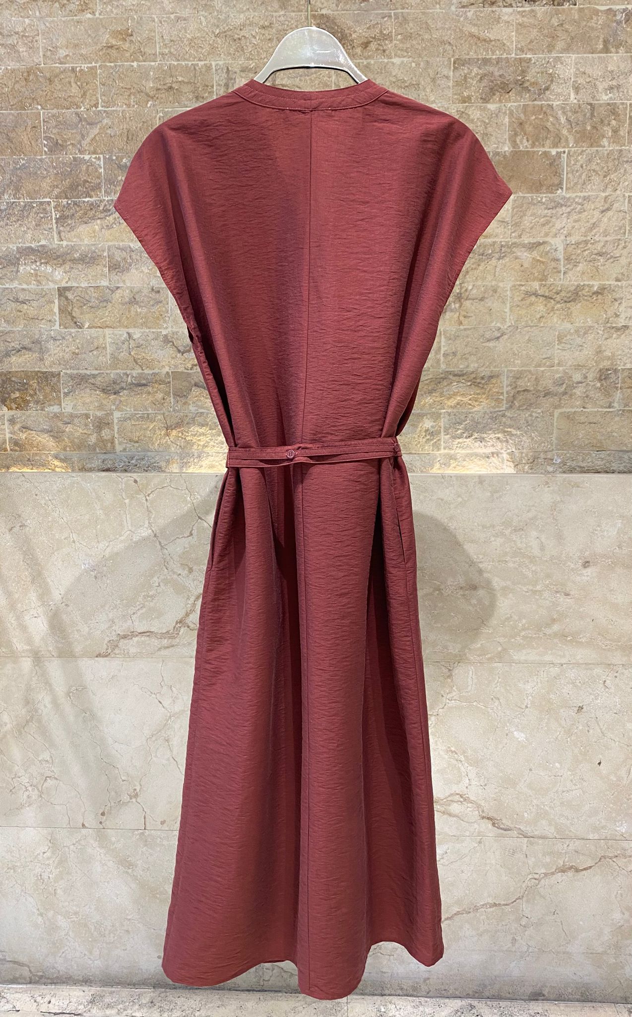 Oversized Relaxed Fit Linen Dress 26S-3041 - Brown Loft