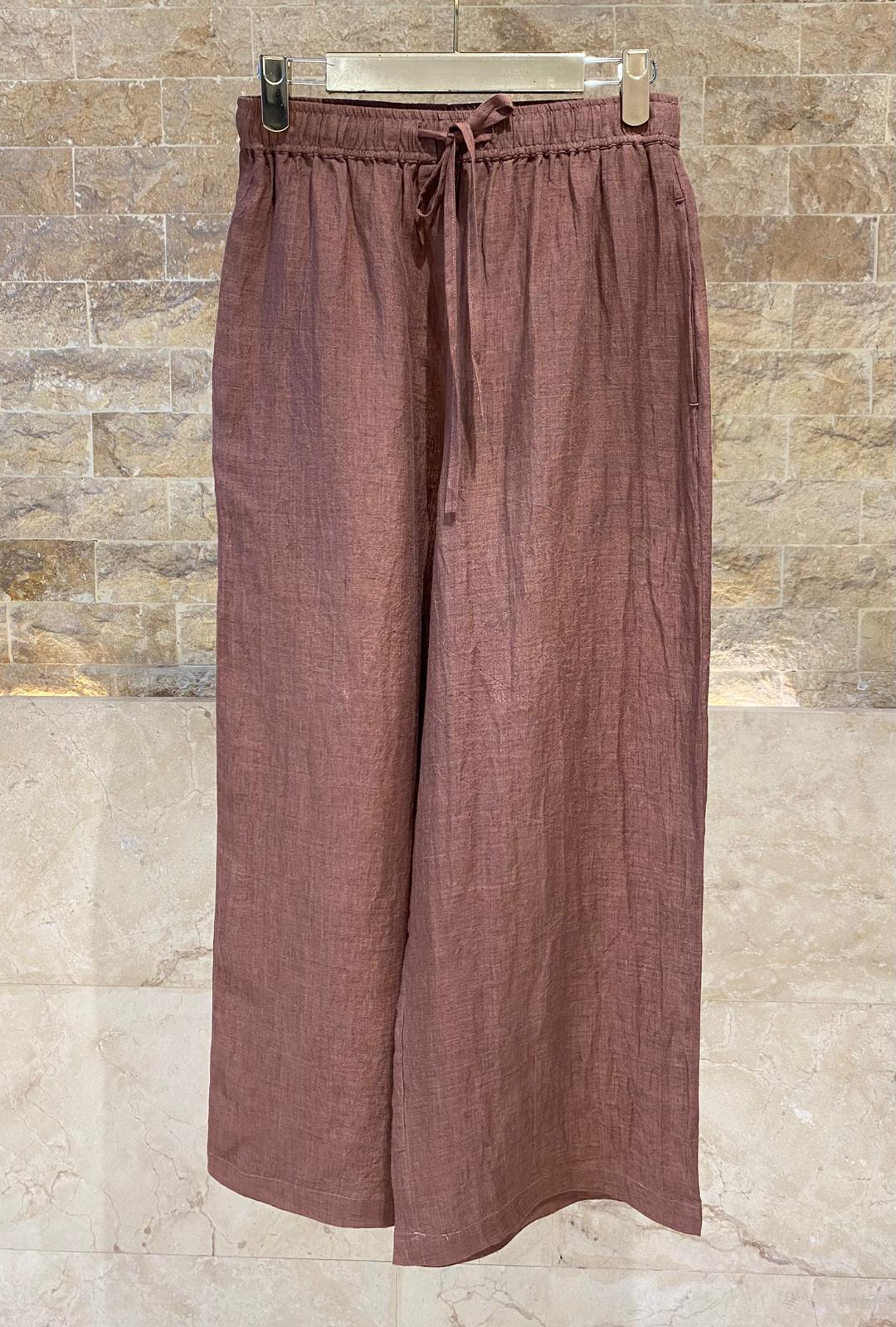 26S-1006/8010 Two Tone Linen Shirt and Pants - Brown Loft