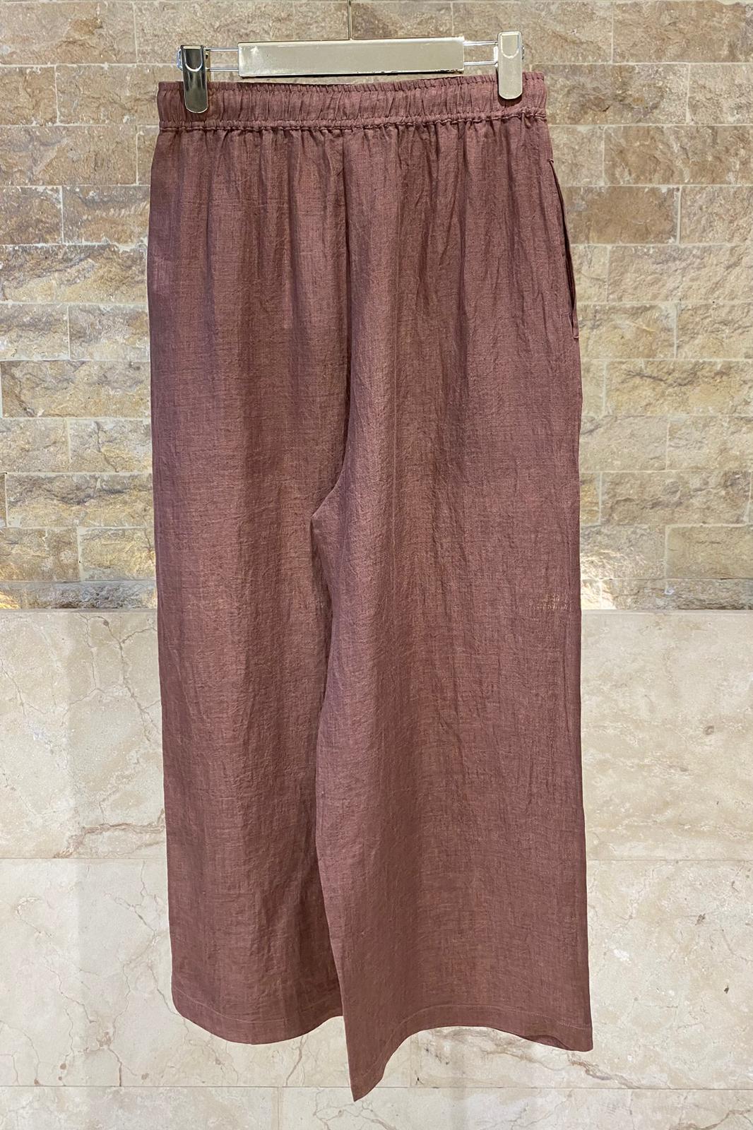 26S-1006/8010 Two Tone Linen Shirt and Pants - Brown Loft