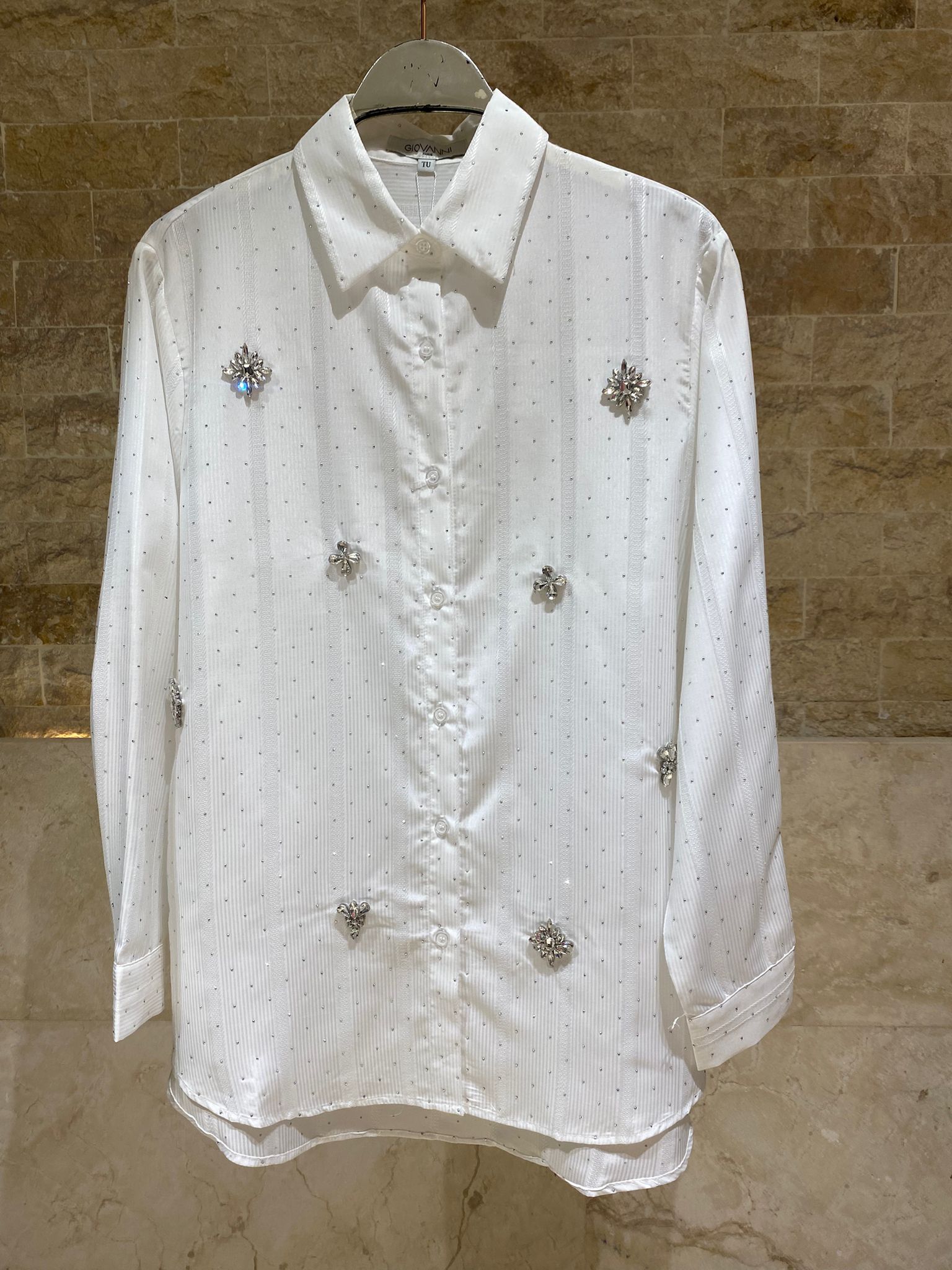 Striped Beaded Long Back Shirt Eliane
