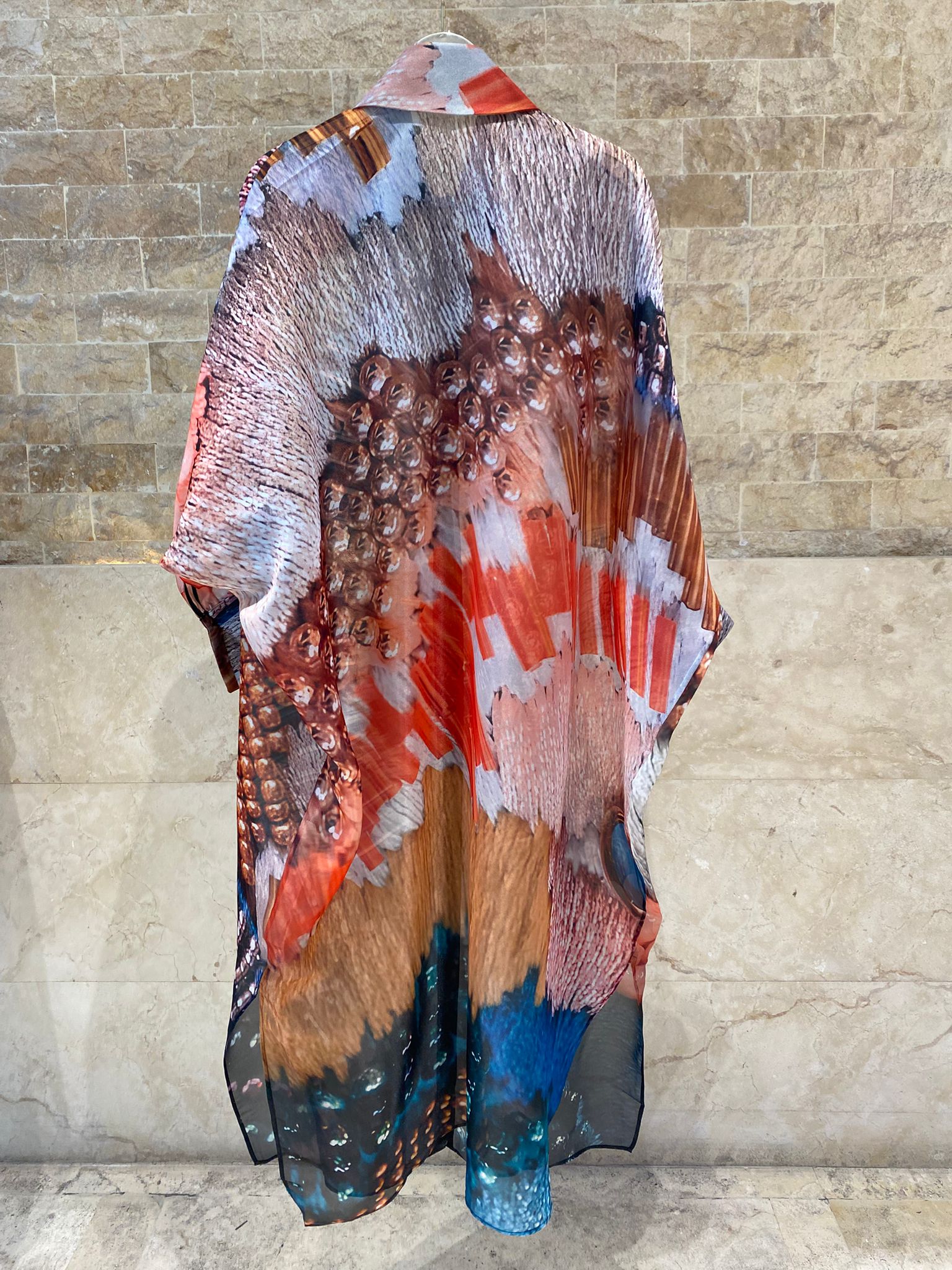 Abstract Print Oversized Shirt Dress 26SS-BC5109 - Brown Loft