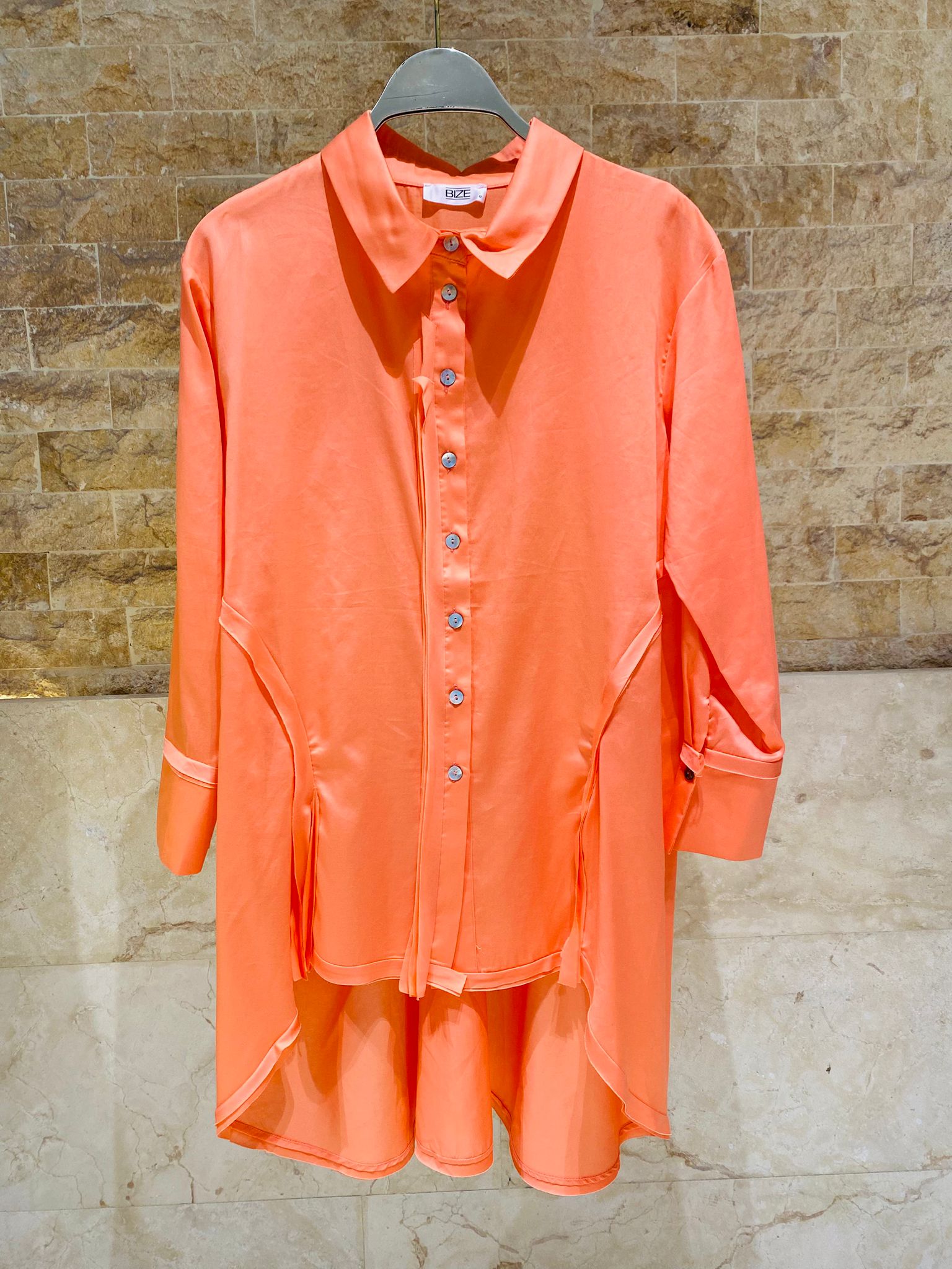 Oversized High Low Shirt 26SS-BZ321 - Brown Loft