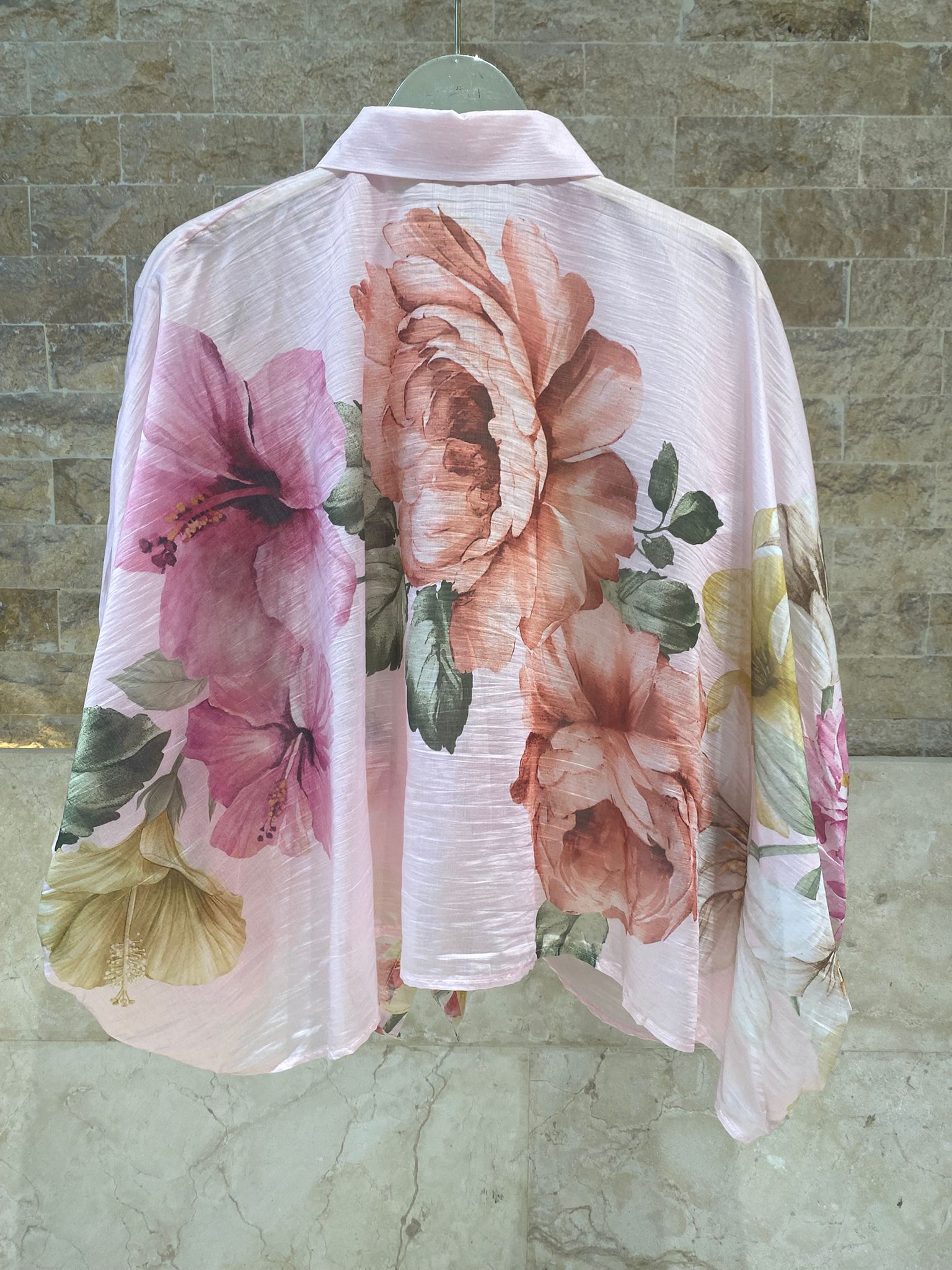 KD8971-7 Blossom Floral Print Shirt - Brown Loft
