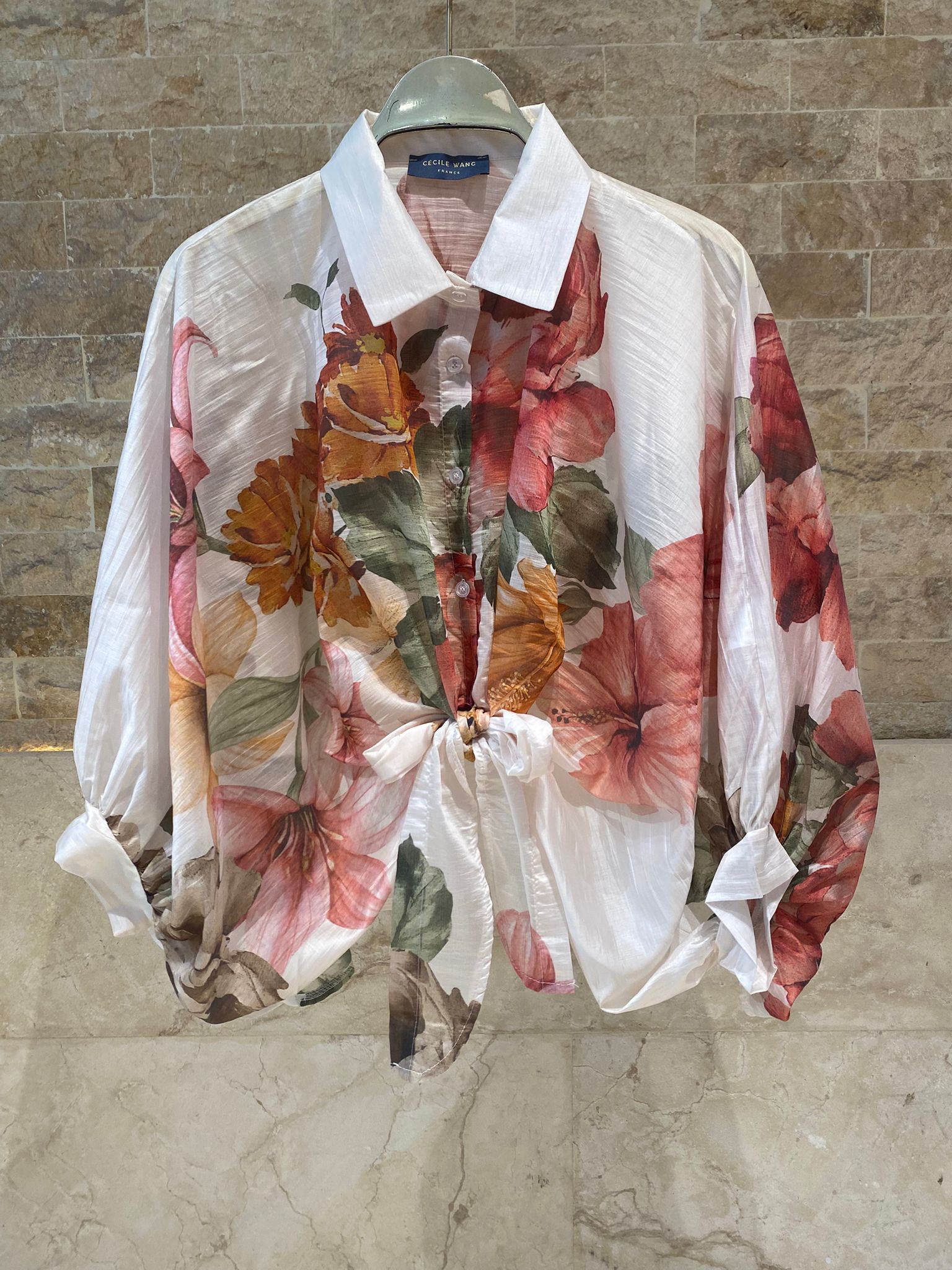 KD8971-7 Blossom Floral Print Shirt - Brown Loft