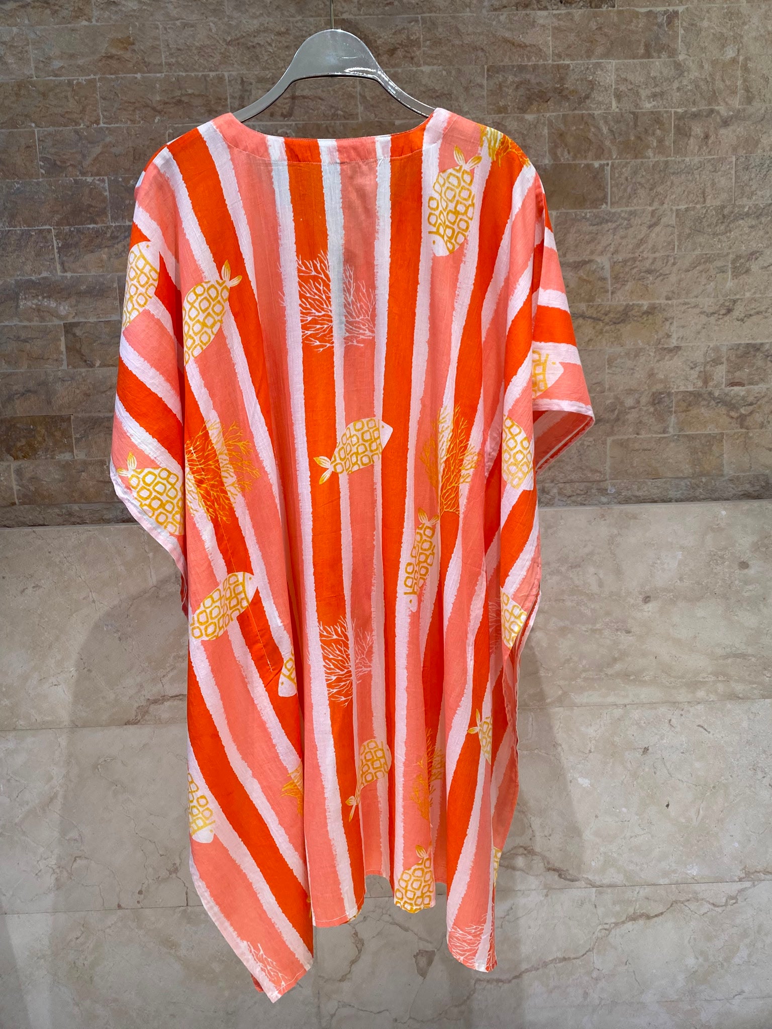 Stripes Patterned Cotton Short Kaftan