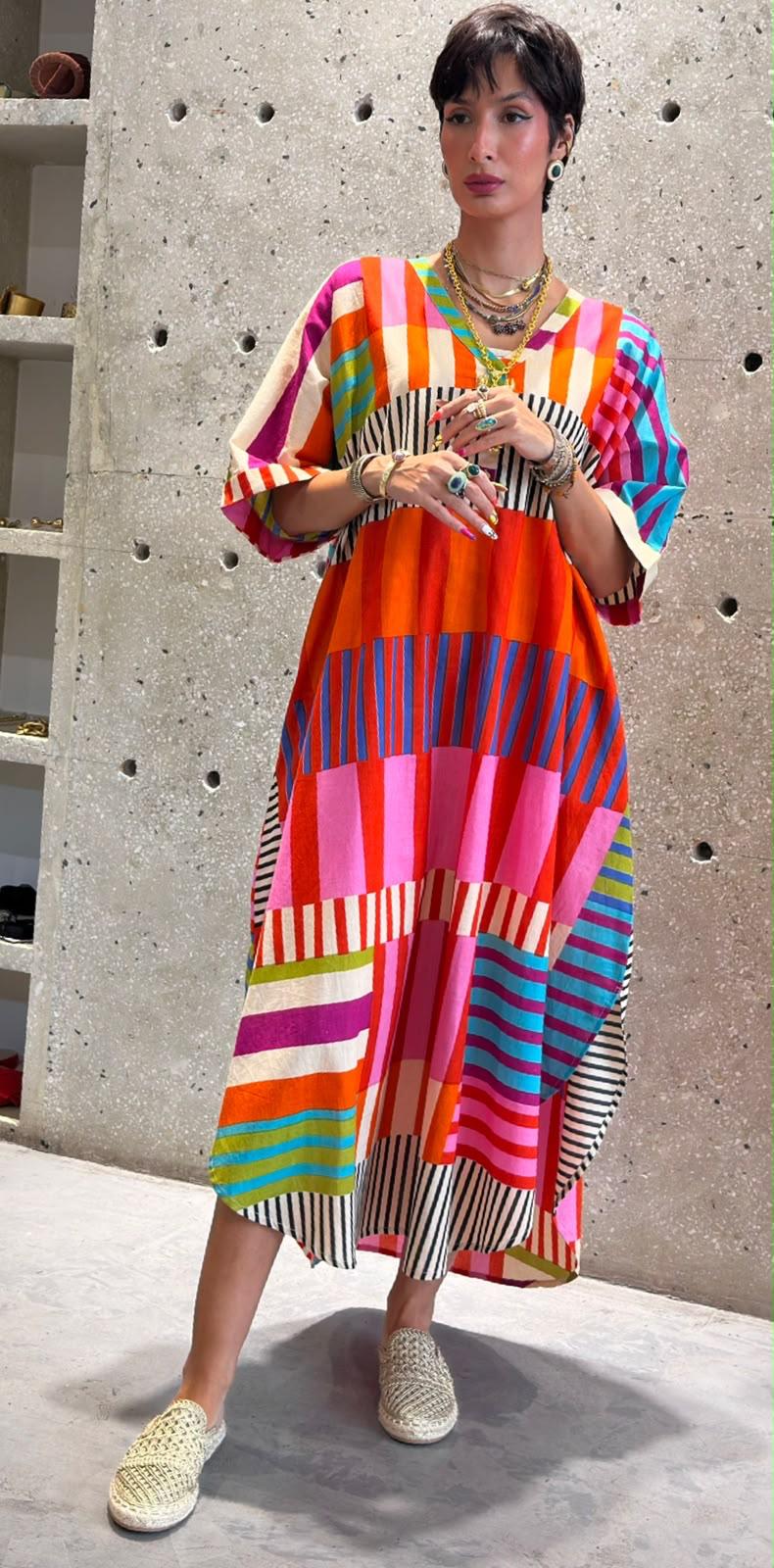Multicolor Geometric Printed Dress 67916-1355