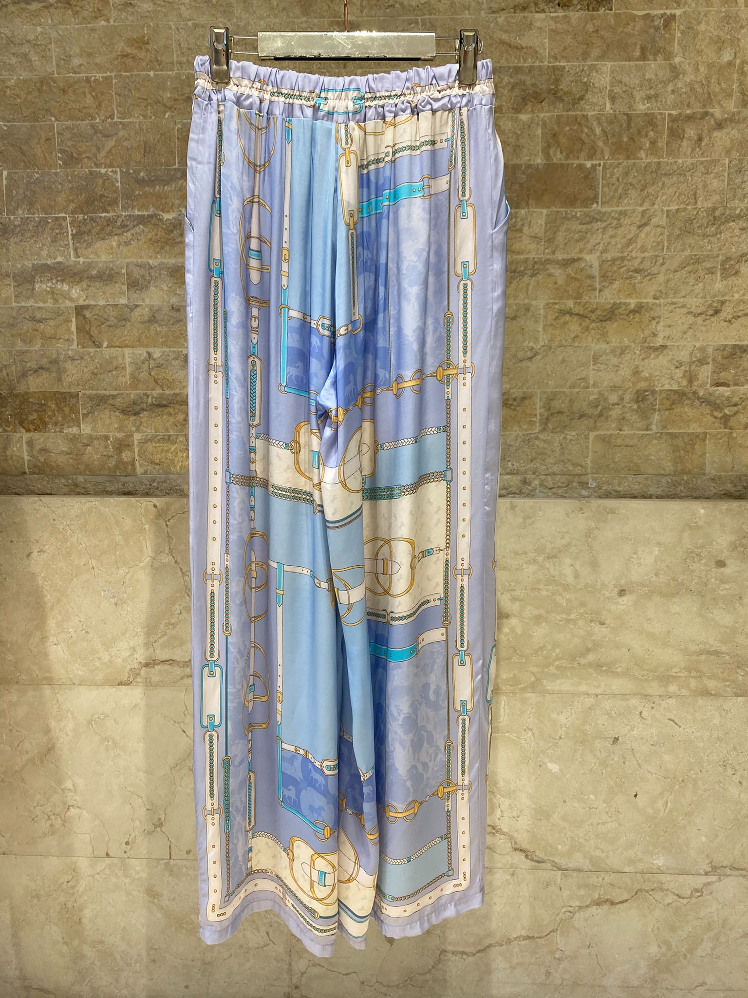 Equestrian Printed Satin Shirt and Pants Sets KD8871/9099VS-11