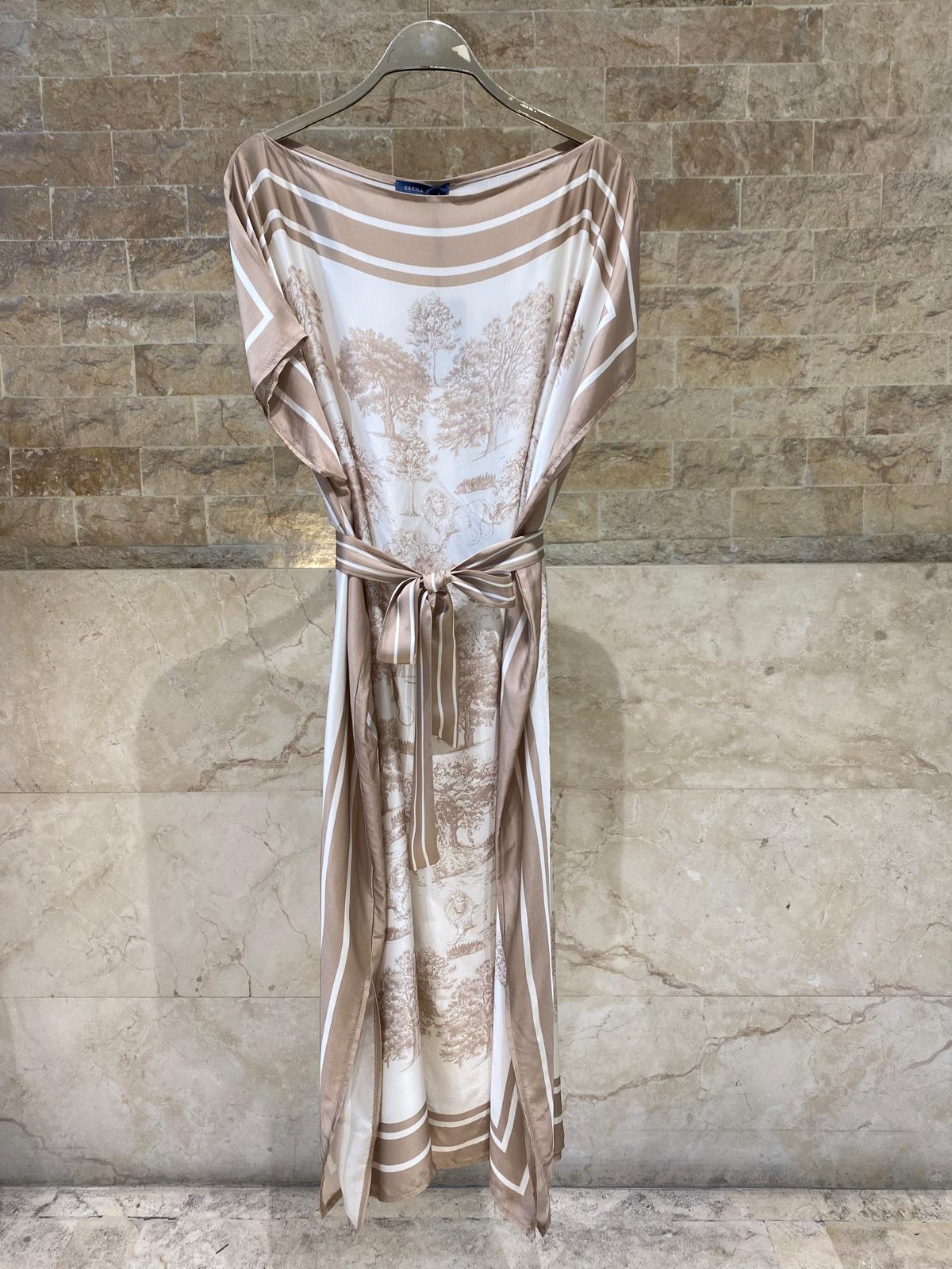 Jungle Inspired Satin Kaftan Dress KD7850VS-2