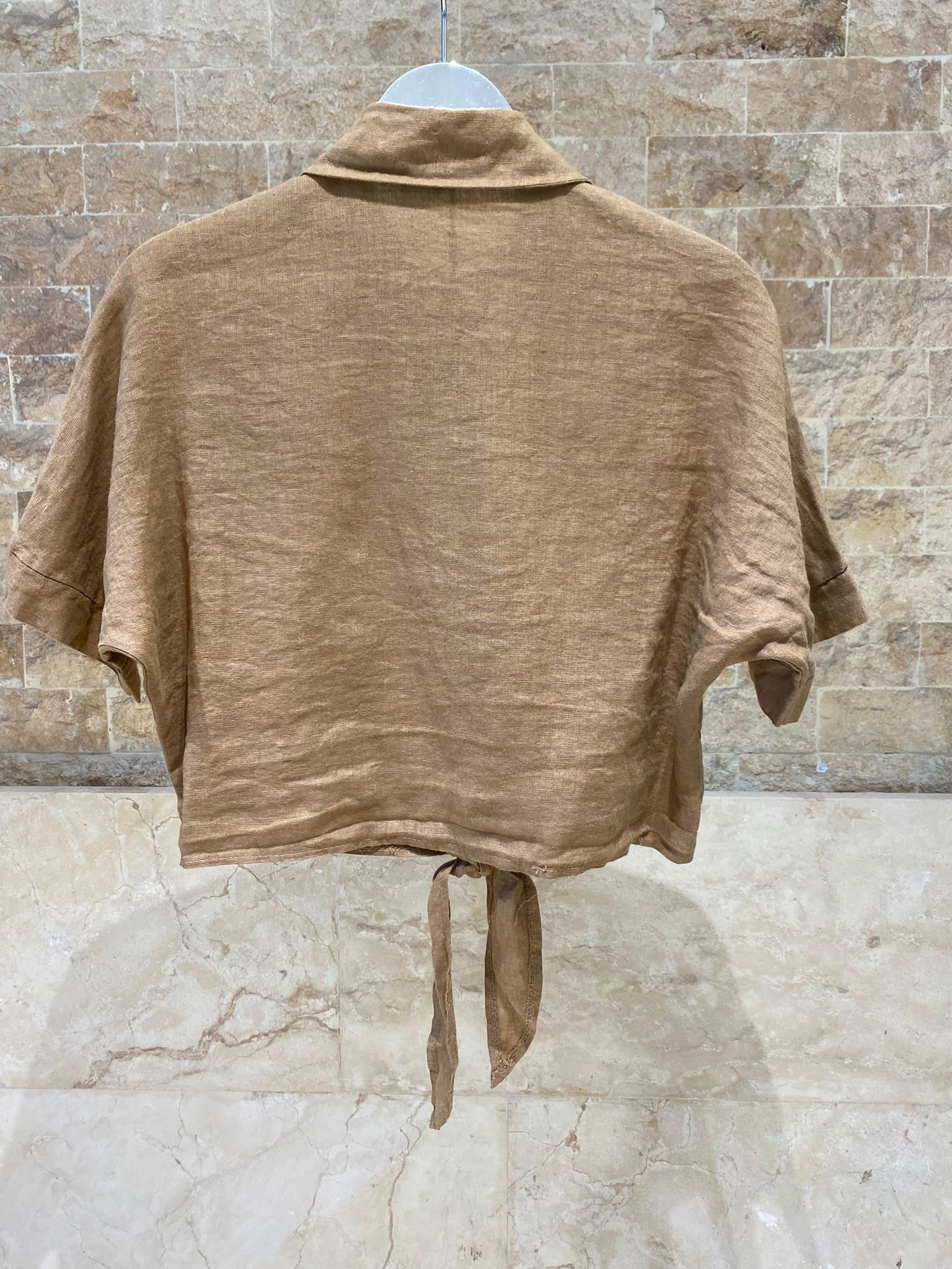 Linen Blend Crop Shirt TDM29719L