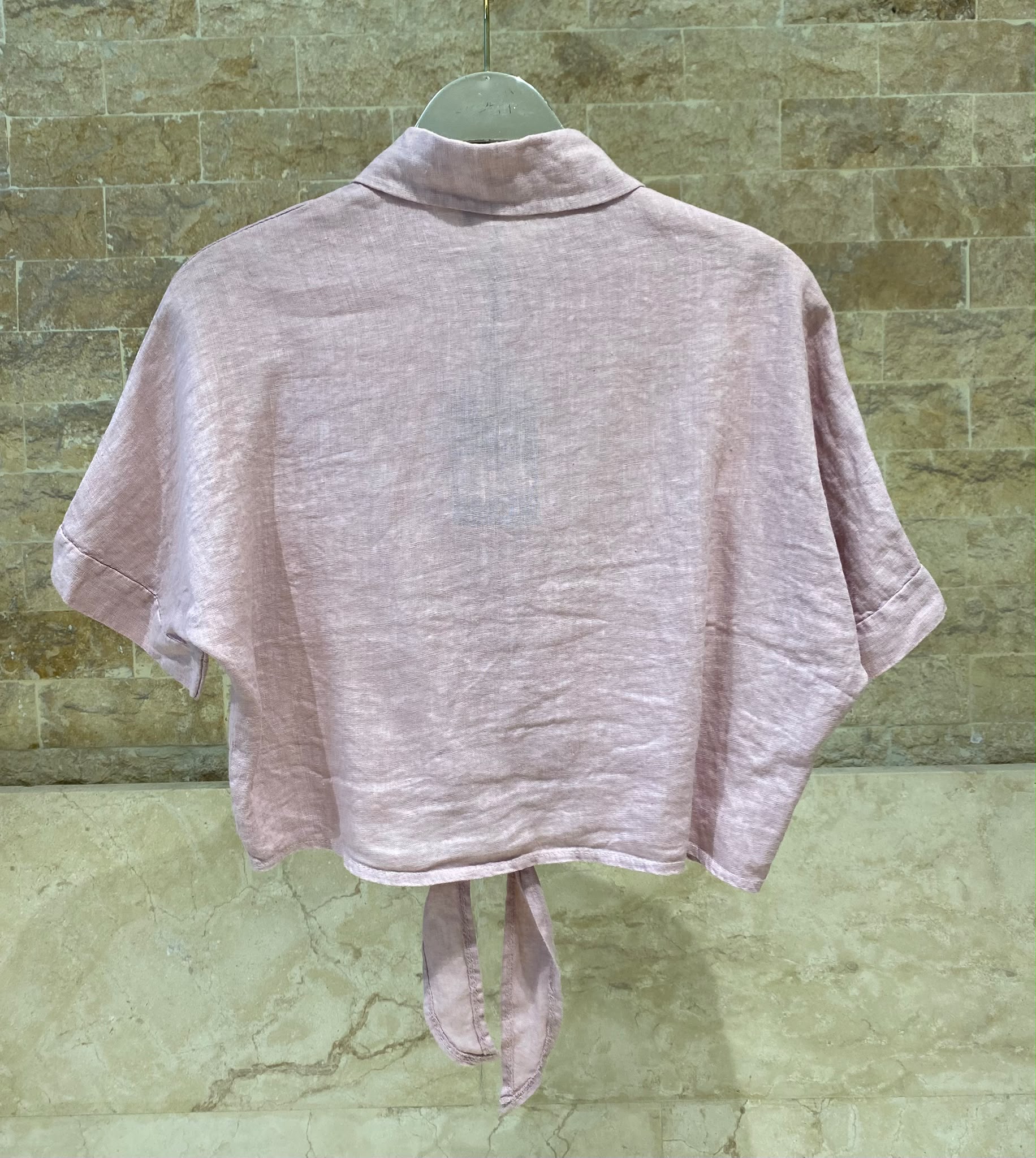 Linen Blend Crop Shirt TDM29719L