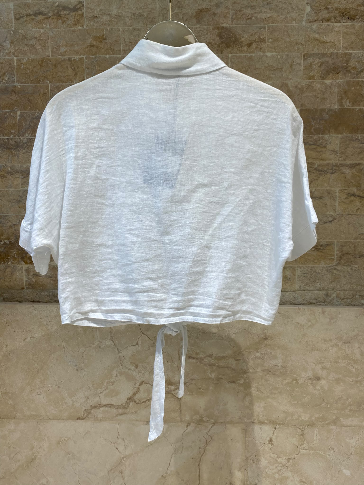 Linen Blend Crop Shirt TDM29719L