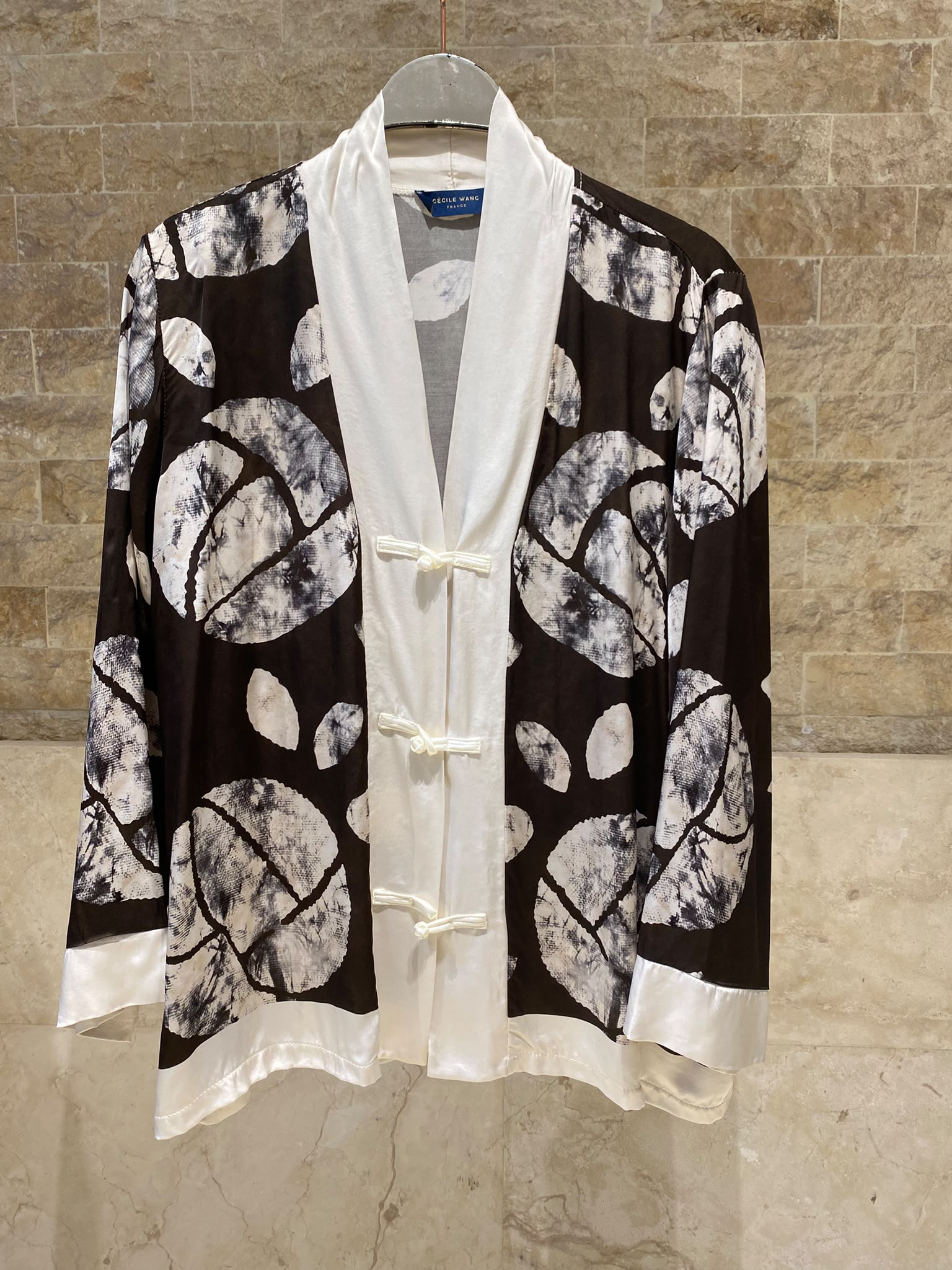 Leaf Print Satin Jacket and Pants Set KD88009/9099VS-14