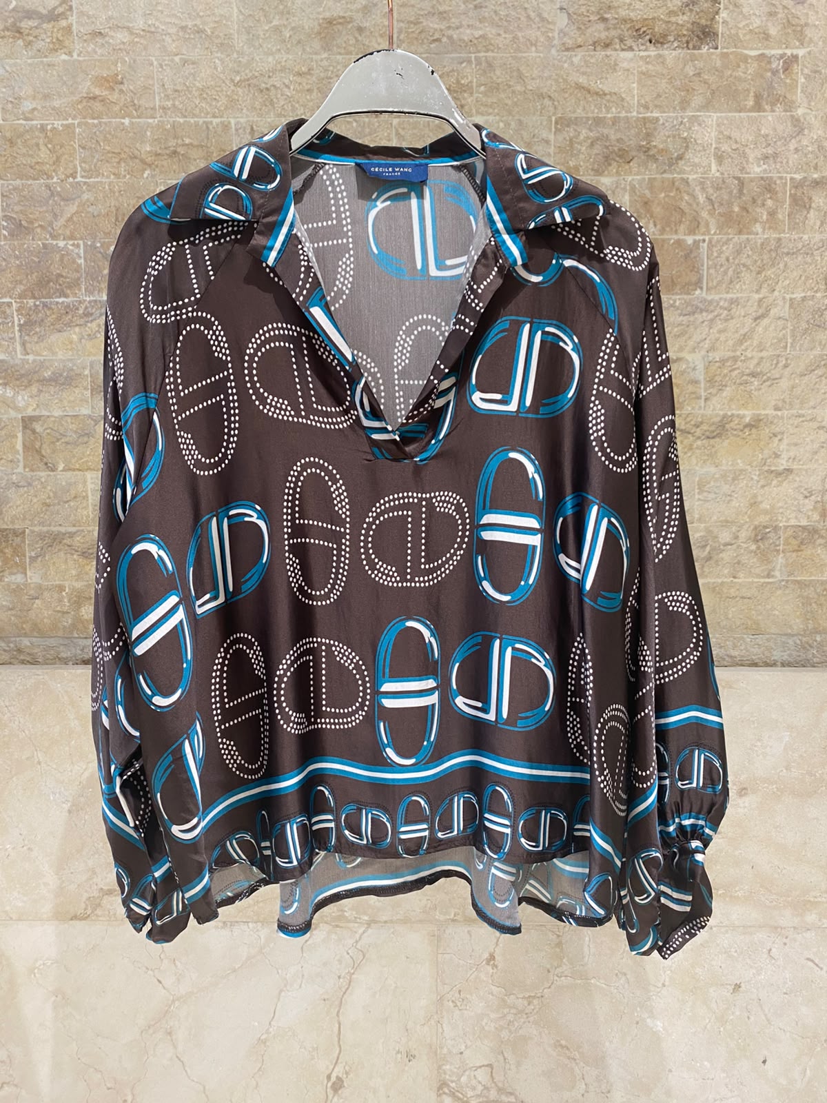 KD7365/6637VS-43 Chain Link Pattern Satin Shirt and Pants