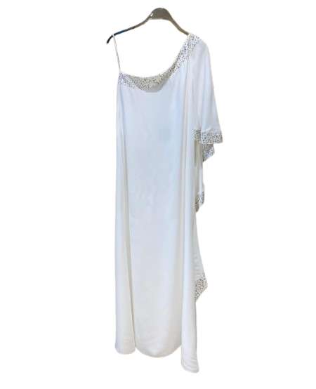 Maxi One Shoulder Dress with Rhinestones - 43-3415