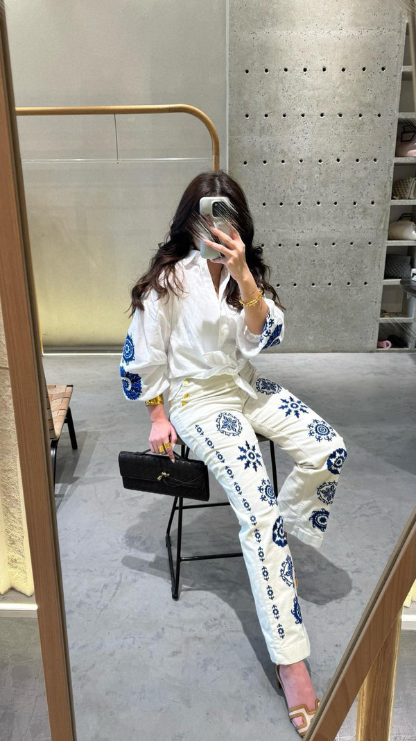 Flared Denim Pants - 32111